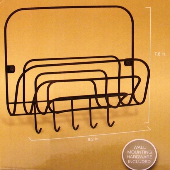 Order Home Wall Organizer Key Rack 5  Hooks and Mail Organizer Metal Black - Picture 4 of 9